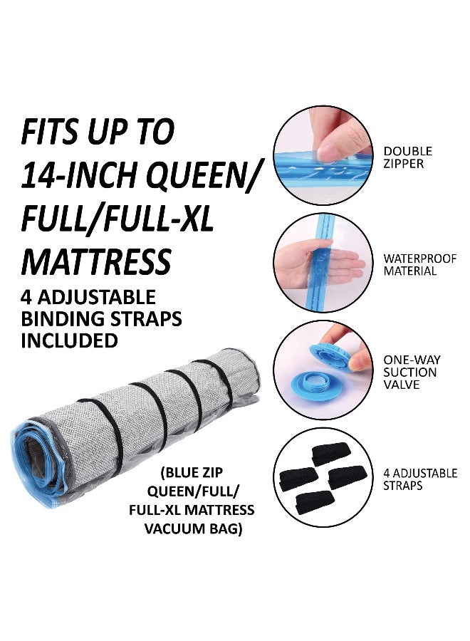 Storage Logic Queen/Full/Full-XL Foam Mattress Vacuum Bag with Blue Zipper, Mattress Storage Bag - Image 3